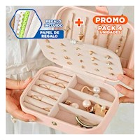 Pack4 Porta Joyas Beige Claro 16x11x5 cm Duradero y Comodo Y+Papel Regalo