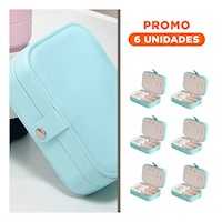 Pack6 Estuche Con Compartimentos 16x11x5 cm Celeste Claro Para Joyas