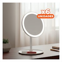 Pack6 Espejo Estetico LED Tactil Circular Blanco con Sensor Frontal Y+Regalo Sticker