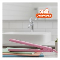 Pack4 Plancha Pequena de Cabello Mini Rosado para Viaje