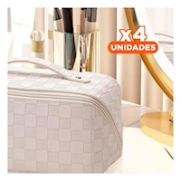 Pack4 Cartuchera Blanca Minimalista para Guardar Maquillaje
