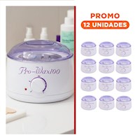 Pack12 Calentador para Depilacion Pro Wax 100 Blanco y Lila con Diseno Y+Regalo Sticker