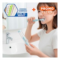 Pack4 Pack Dental Compacto para Viaje de Color Azul Y+Papel Regalo