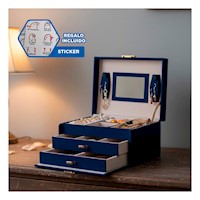 Organizador Compacto de Joyas Azul con 3 Niveles Y+Regalo Sticker