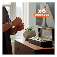 Pack6 Organizador Porta Reloj Negro de 6 Ranuras con Separadores Y+Regalo Sticker
