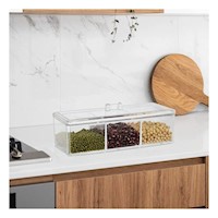 Contenedor de Acrilico Transparente con Piso Unico y Tapa Y+Ligas Regalo
