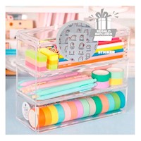 Contenedor en Color Transparente con 3 Niveles sin Separadores Internos Y+Regalo Sticker
