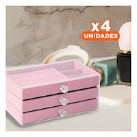 Pack4 Caja en Color Transparente con 3 Pisos Amplios y Formato sin Compartimentos