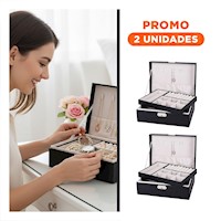 Pack2 Cofre Elegante 23x17x9 cm Negro con Llave para Joyas