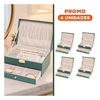 Pack4 Caja Funcional 23x17x10,5cm Verde 2 Niveles con Cajon y Llave para Casa Y+Regalo Sticker