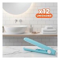 Pack12 Alisadora Moderna de Cabello Mini Celeste Portatil