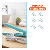 Pack6 Estilizador Pequeno de Cabello Mini Celeste Portatil