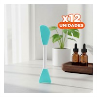 Pack12 Raspador Doble Punta Celeste para Cremas y Mascarillas de Manera Practica