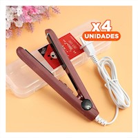 Pack4 Mini Plancha Guinda Para Cabello Con Diseno Ergonomico y Ligero