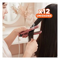 Pack12 Planchita Compacta Guinda Para Cabello Con Resultados Uniformes y Largos