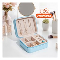 Pack2 Bolsa Joyero Mini Portatil para Mujer en Celeste Claro Y+Regalo Sticker