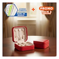 Pack2 Kit Joyero Mini Portatil para Mujer en Rojo Y+Papel Regalo
