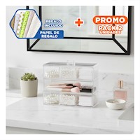 Pack2 Caja Transparente de Acrilico 3 Pisos con 6 Divisiones Y+Papel Regalo