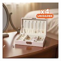 Pack4 Caja Beige Brillante Rectangular 20,5x12,5x5,5 cm para Joyas