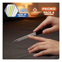 Pack4 Pulidor Ergonomico de Uñas con Saca Cuticulas Negro y Plateado Y+Papel Regalo