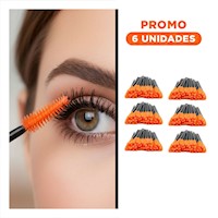 Pack6 Brocha para Maquillaje de Silicona 12 pzs Naranja Pestaña y Ceja