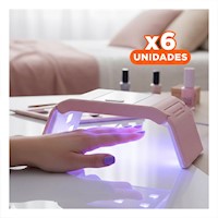 Pack6 Luminaria para Uñas Portatil Rosado Elegante y Moderna para Secado Y+Regalo Sticker