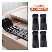 Pack4 Kit Elegante 12 Piezas Manicure y Pedicure Negro Pequeno y Compacto Y+Regalo Sticker