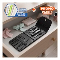 Pack6 Base 12 Piezas Manicure y Pedicure Negro Elegante y Practica Y+Papel Regalo