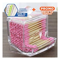 Pack12 Porta Hisopos Acrilico para Bano y Escritorio Y+Papel Regalo