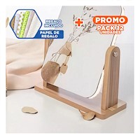 Pack12 Luna Rectangular Doble Elegante 16,5cm Transparente Base Madera Y+Papel Regalo