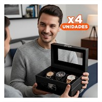 Pack4 Guardador Elegante para 3 Relojes con Tapa Transparente Completo