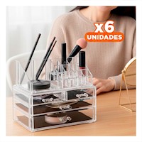 Pack6 Cajonera Acrilica de 4 Cajones Transparente para Material de Oficina Y+Regalo Sticker