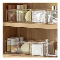 Caja Acrilica de 2 Pisos Transparente con 6 Divisiones para Papeleria Y+Ligas Regalo