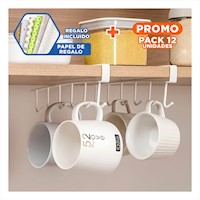 Pack12 Torre de Ganchos 6x1 Color Blanco para Gente que Ama el Orden Sano Y+Papel Regalo