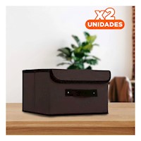 Pack2 Canasta de Guardado Tela Negro 25x19x16cm para Uso Diario Constante Y+Regalo Sticker