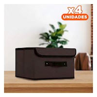 Pack4 Cesta de Tela Negro 25x19x16cm para Orden Diario en Casa Hoy
