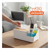 Pack12 Base Multifuncional para Servilletas, Compacta, Segura y Facil Blanco