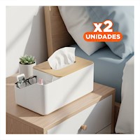 Pack2 Caja para Servilletas Multifuncional, Practica, Comoda y Segura Blanco Y+Regalo Sticker