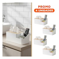 Pack4 Porta Objetos Multifuncional para Servilletas, Compacto y Facil Blanco Y+Regalo Sticker