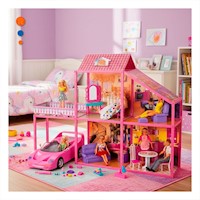 Hogar de Munecas con Carro y Accesorios para Juego Creativo en Casa