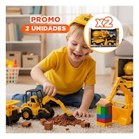 Pack2 Lote de Casco y 3 Carros de Construccion para Aventuras Color Amarillo Y+Regalo Sticker