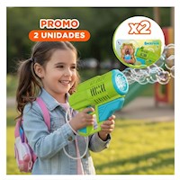 Pack2 Equipo de Burbujas con Mochila Portatil Figura Animal Verde Claro Y+Regalo Sticker