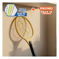 Pack12 Matamoscas Electrico Anaranjado Mango Negro para Hogar y Control Diario Y+Papel Regalo