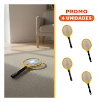 Pack4 Matamoscas Electrico Anaranjado Mango Negro para Casa y Control Insectos Y+Regalo Sticker