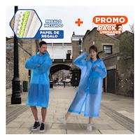 Pack2 Impermeable Practico para Dias de Lluvia Prolongada Y+Papel Regalo
