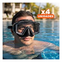 Pack4 Gafa Natacion Negro con Ajuste Comodo y Lente Amplio