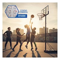 Equipo de Basquet con Base Estable Negro para Espacios Abiertos Y+Regalo Sticker