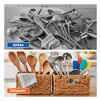 Juego de Contenedores Tejidos Cuadrados Mostaza con Asas para Organizar Espacios Y+Post It