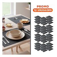 Pack12 Pack 6 Individuales Rectangulares Plomo Oscuro Liso 30x45cm Y+Regalo Sticker