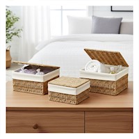 Cesta Decorativa de Tela para Espacios Mostaza 38x28 33x23 28x18 Y+Ligas Regalo